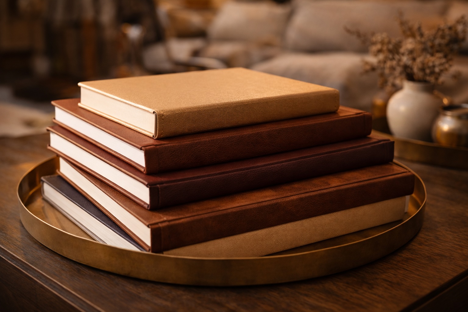 Photo memory gifts arranged on a tabletop